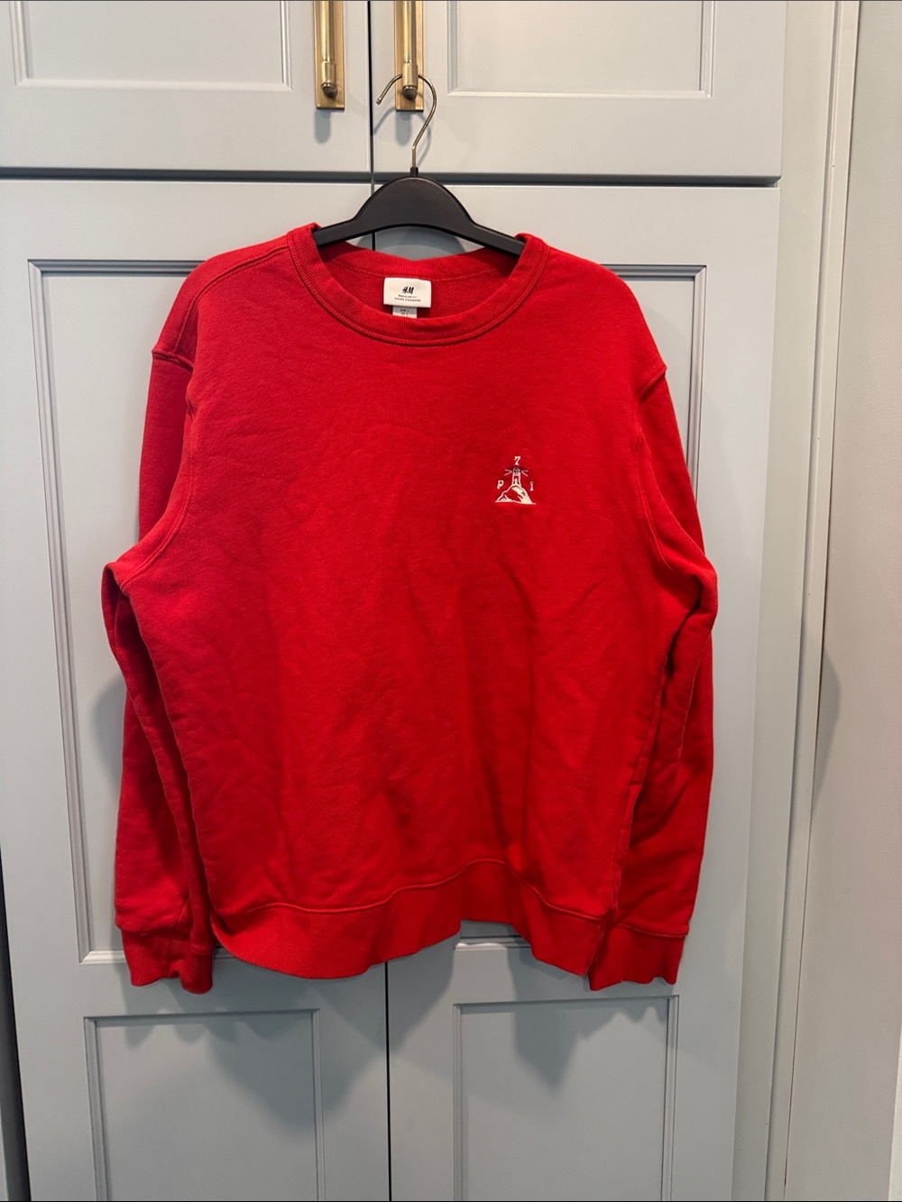 H&M Red Crewneck Sweatshirt with  Lighthouse Logo